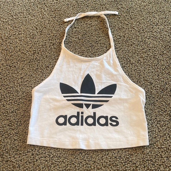 Adidas Black & White Cropped Halter Top Size XS in Like New Condition - Picture 1 of 6